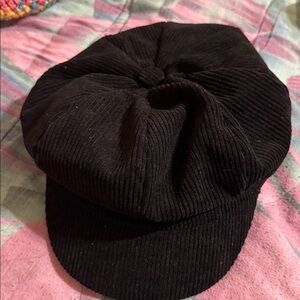Black Corduroy Newsboy Cap